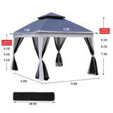 Outdoor 11x 11Ft Pop Up Gazebo Canopy With Removable Zipper Netting,2-Tier Soft Top Event Tent,Suitable For Patio Backyard Garden Camping Area,blue