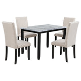 Faux Marble 5-Piece Dining Set Table