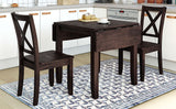 3-Piece Wood Drop Leaf Breakfast Nook Dining Table Set