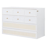 Queen Murphy Bed with Large Drawers,White