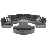 Patio Furniture Set Outdoor Furniture Daybed Rattan Sectional Furniture Set Patio Seating Group With Cushions and Center Table for Patio, Lawn, Backyard, Pool, Grey