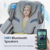 Gray Massage Chair with AI Voice, App Control SL Track Zero Gravity Full Body Massage