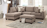 Beautiful 3-pcs Sectional Sofa Mocha Dorris Fabric Cushion Sofa Chaise Storage Ottoman Reversible Couch Living Room Furniture