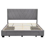 Queen Size Storage Bed Linen Upholstered Platform Bed