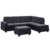 Sectional Sofa with Reversible Chaise, L Shaped Couch Set with Storage Ottoman and Two Cup Holders for Living Room