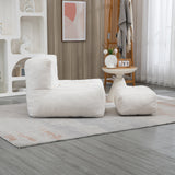 Fluffy White bean bag chair