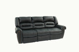 Black Plush Reclining Leather Sofa