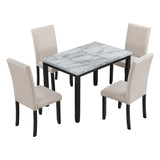 Faux Marble 5-Piece Dining Set Table