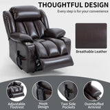 Brown Lift chair Dual Motor Infinite Position with 8-Point Vibration Massage and Lumbar Heating, Stainless steel Cup Holders