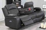 Charcoal Sofa 1pc Contemporary Leatherette Storage Arms w Cup Holder