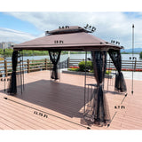 13x10 Outdoor Patio Gazebo Canopy Tent With Ventilated Double Roof And Mosquito net