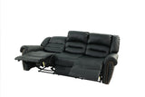 Black Plush Reclining Leather Sofa