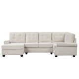 Modern U-Shaped Corner Sectional Sofa Upholstered Linen Fabric