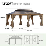 12*20FT  patic gazebo,alu gazebo with steel canopy,Outdoor Permanent Hardtop Gazebo Canopy for Patio, Garden, Backyard