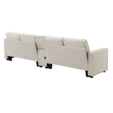 Upholstered Sofa with Console, 2 Cupholders and 2 USB Ports