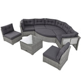 Patio Furniture Set Outdoor Furniture Daybed Rattan Sectional Furniture Set Patio Seating Group With Cushions and Center Table for Patio, Lawn, Backyard, Pool, Grey