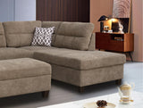 Brown Fabric Sectional Sofa with Right Facing Chaise, Storage Ottoman, and 2 Accent Pillows