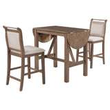 3-Piece Wood Counter Height Drop Leaf Dining Table Set