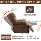 High Back Large Size Chenille Power Lift Recliner Chair with Vibration Massage and Lumbar