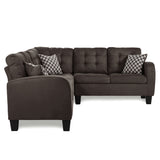 Dark Brown Reversible 4-Piece Sectional Sofa Tufted Detail Textured Fabric