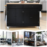 Black Kitchen Island Cart with Solid Wood Top