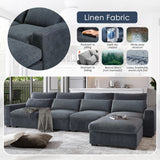 L-Shape Feather Filled Sectional Sofa - Dark Grey