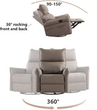 Brown Rocking Recliner Rocking Chair - 360 Degree Swivel