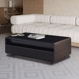 Brown Modern Smart Coffee Table with Built-in Fridge