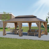 12*20FT  patic gazebo,alu gazebo with steel canopy,Outdoor Permanent Hardtop Gazebo Canopy for Patio, Garden, Backyard