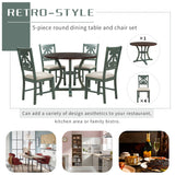 5-Piece Round Dining Table and 4 Fabric Chairs