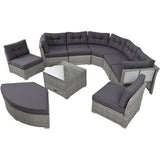 Patio Furniture Set Outdoor Furniture Daybed Rattan Sectional Furniture Set Patio Seating Group With Cushions and Center Table for Patio, Lawn, Backyard, Pool, Grey