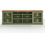 Home Vineyard 96 inch TV Stand Console for TVs up to 100 inches, No Assembly Required, Sage Green and Fruitwood Finish