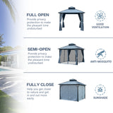 10*10FT patic gazebo,alu gazebo with steel canopy,Outdoor Permanent Hardtop Gazebo Canopy for Patio, Garden, Backyard