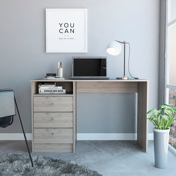 Providence 3-Drawer Writing Desk with Open Compartment Light Gray