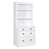 Bookshelf with LED Lighting Bookcase with 3 Drawer and Open Shelves