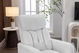 White Fabric Swivel Rocking Chair Gilder Chair With Pocket,White