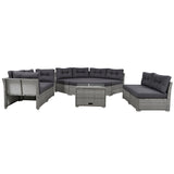 Patio Furniture Set Outdoor Furniture Daybed Rattan Sectional Furniture Set Patio Seating Group With Cushions and Center Table for Patio, Lawn, Backyard, Pool, Grey