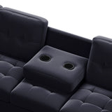 Sectional Sofa with Reversible Chaise, L Shaped Couch Set with Storage Ottoman and Two Cup Holders for Living Room