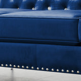 Blue Velvet Sofa with Jeweled buttons