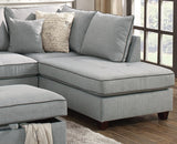 Beautiful 3-pcs Sectional Sofa Light Grey Dorris Fabric Cushion Sofa Chaise Ottoman Reversible Couch Pillows Living Room Furniture