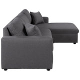 Gray Upholstered Sleeper Sectional Sofa with Storage Space