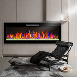 50 inch recessed ultra thin tempered glass front wall mounted electric fireplace