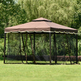 Brown Outdoor Iron Vented Dome Top Patio Gazebo