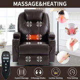 Recliner Chair for Elderly with 8-Point Vibration Massage and Lumbar Heating, Two Cup Holders and USB Charge Port