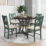 5-Piece Round Dining Table and 4 Fabric Chairs