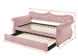 Daybed & Trundle, Pink Velvet