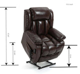 Anitque Brown Leather lift chair Dual Motor  with 8-Point Vibration Massage and Lumbar Heating