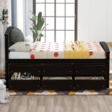 Twin Size Platform Storage Bed Solid Wood Bed with 6 Drawers