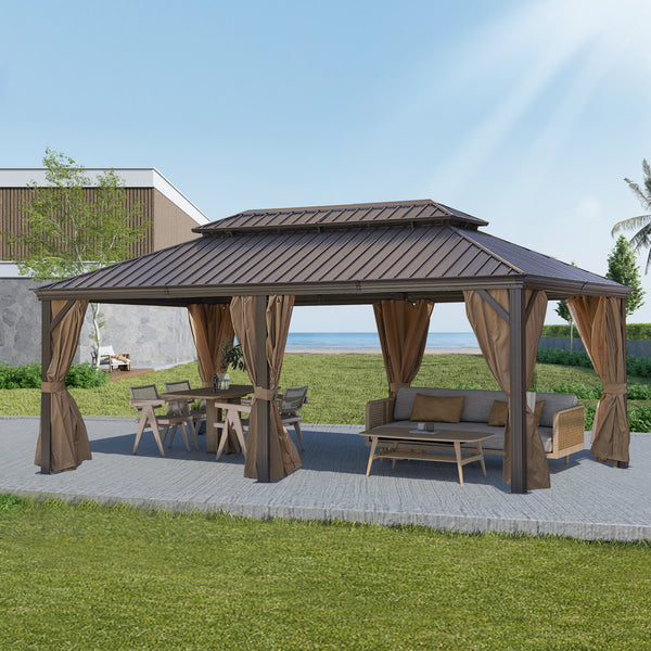 12*20FT  patic gazebo,alu gazebo with steel canopy,Outdoor Permanent Hardtop Gazebo Canopy for Patio, Garden, Backyard