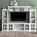 Entertainment Wall Unit with Bridge, Modern TV Console Table